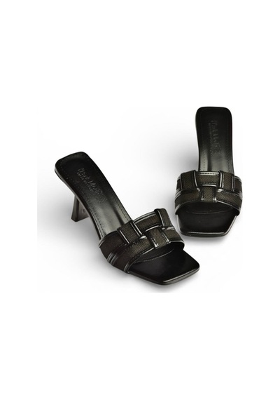 Fox Shoes Y820500209 Siyah İnce Topuklu Kadın Terlik Siyah