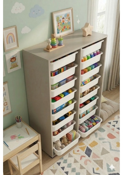 16 Adet Orta Boy Çekmeceli 110 Cm Gri Çocuk Odası Oyuncak Dolabı Ve Çok Amaçlı Saklama Ünitesi - Depolayıcı Düzenleyici Organizer 16 Adet Orta Boy Çekmeceli 110 Cm Gri Çocuk Odası Oyuncak Dolabı Ve Çok Amaçlı Saklama Ünitesi - Depolayıcı Düzenleyici Organizer