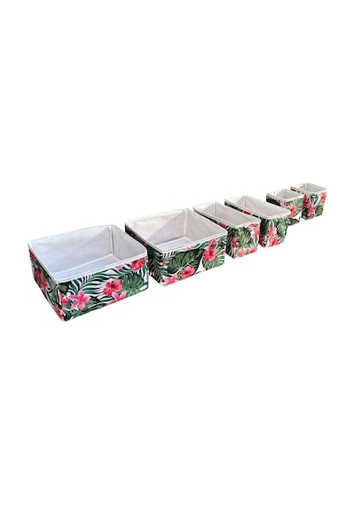6'lı Çekmece İçi Çamaşır Düzenleyici Çocuk Odası Katlanır Saklama Kutusu Organizer Set-yeşil Yaprak Siyah