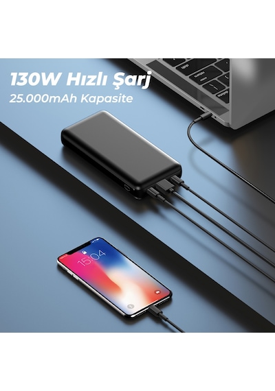 Woyax 25000mAh 130W Süper Hızlı Powerbank Laptop Notebook Apple Uyumlu MacBook Taşınabilir Şarj Cihazı