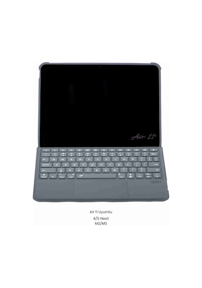 Apple Uyumlu iPad  Air 11 4/5 Nesil M2/m3 Ledli 360 Manyetik Standlı Touchpadli Katanya Klavyeli Kılıf Klavyeli Kılıf