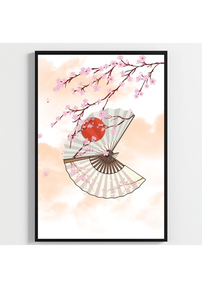 Besay Japon Esintisi Kafe, Salon Ve Restoran Duvar Dekorasyonu Geleneksel Sakura Ve Asya Temalı Poster 3'lü Set A4 Çerçev