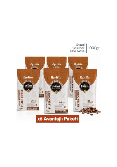 Shazel Filtre Kahve Çekirdek 1000 Gr X 6 Adet Çekirdek Kahve