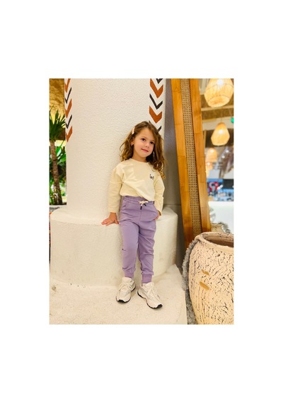 Heyadventure Kız Çocuk Jogger Eşofman Altı Cepli Paçası Kaşkorseli Lila Lila
