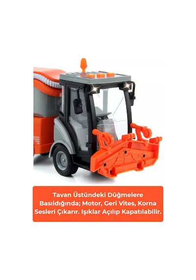 Sesli Işıklı Sürtmeli Oyuncak Turuncu Temizlik Arabası 20 Cm