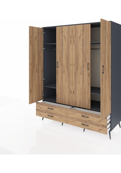 Kronos Gardrop 6 Raflı 4 Çekmeceli 2 Askılı 176x59x221 Antrasit-çam Beyaz Kronos Gardrop 6 Raflı 4 Çekmeceli 2 Askılı 176x59x221 Antrasit-çam Beyaz