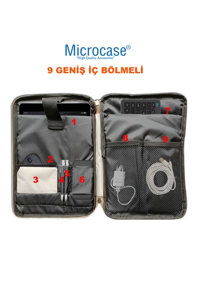 Microcase Tcl Tab 11 Gen 2 Tablet İçin Omuz Askılı El Tutacaklı Universal Sleeve Taşıma Çantası Al4346 Pembe Mavi Krem Lazer