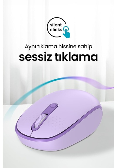 Mx400 Prime Pro Sessiz Kablosuz Mouse Bluetooth Ve 2.4ghz Wireless Bağlantı - Ayarlanabilir Dpı Lila