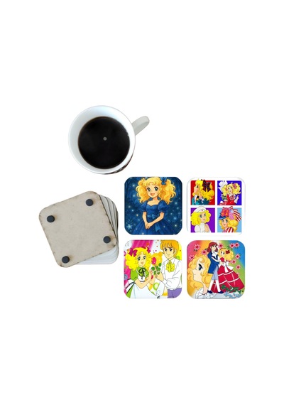 Şeker Kız Candy Dekoratif Ahşap Bardak Altlığı Seti 068 Çok Renkli