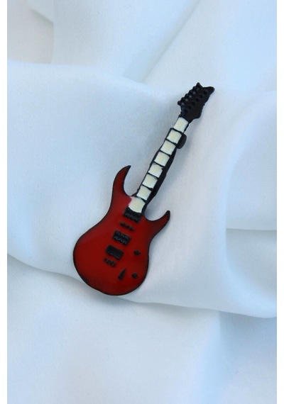 Kırmızı Gitar Broş Kırmızı