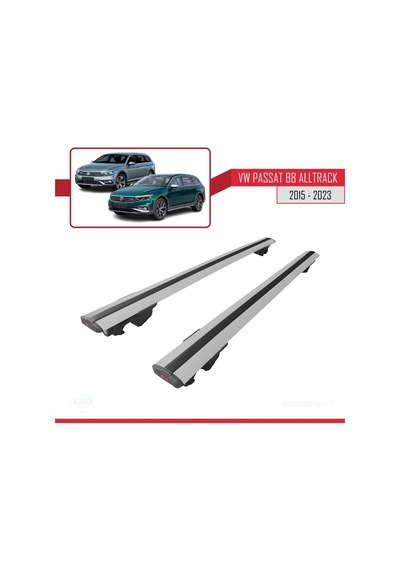 Vw Passat B8 Alltrack 2015-2023 Arası İle Uyumlu Hook Model Anahtar Kilitli Ara Atkı Tavan Barı Gri