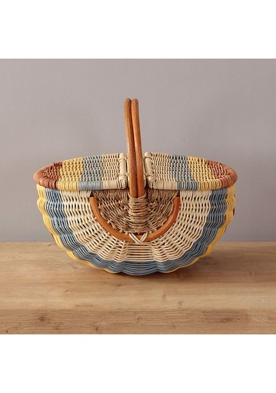 Bohem Small Boy Piknik Sepeti, Brunch Sepeti, Dekoratif Sepet, Iskandinav, Modern, Rattan