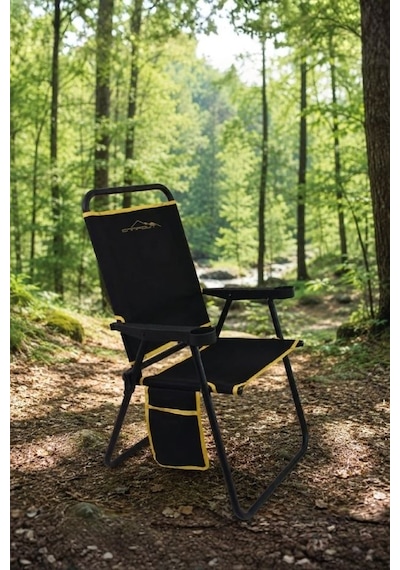Campout Orion Kamp Sandalyesi +paslanmaz Çelik Bardaklı 750 Ml Termos Set Siyah