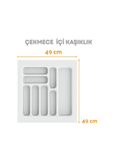 Çekmece İçi Kaşıklık Kepçelik Düzenleyici Organizer 49x49 Cm Beyaz 43x40 Cm Kadar Kesilebilir Beyaz