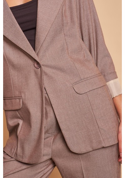 Ekoseli Yakalı Kolu Katlamalı Cep Kapaklı Boyfriend Hafif Likralı Kumaş Blazer Ceket-bej Bej Ekoseli Yakalı Kolu Katlamalı Cep Kapaklı Boyfriend Hafif Likralı Kumaş Blazer Ceket-bej Bej