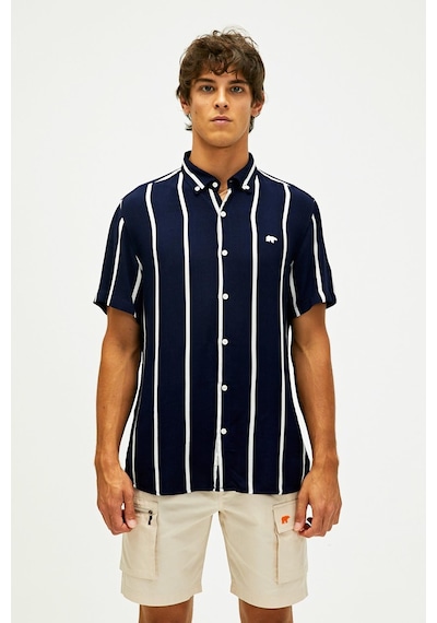 Bad Bear Sergio Shirt Lacivert Kısa Kollu Çizgili Erkek Gömlek-lacivert Lacivert