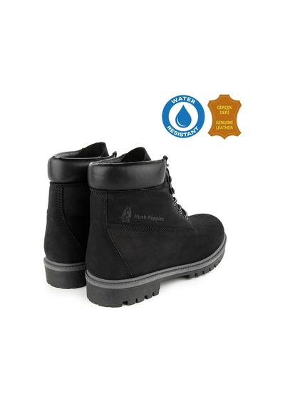 Hush Puppies Helppo 725812 Gerçek Deri, Anatomik, Waterresist Erkek Bot Siyah Siyah