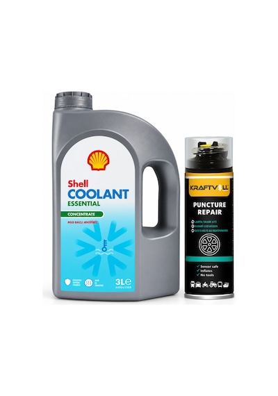 Shell Coolant Antifriz Mavi 3 Litre + Lastik Tamir Kiti 400 Ml