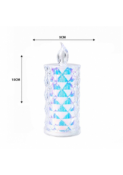 12 Adet Led Candle Kamp Büyük Boy Çap:5cm - Y: 16cm Pilli Led Mum Mika Kristal Plastik Yakut-13637 5250 Diğer