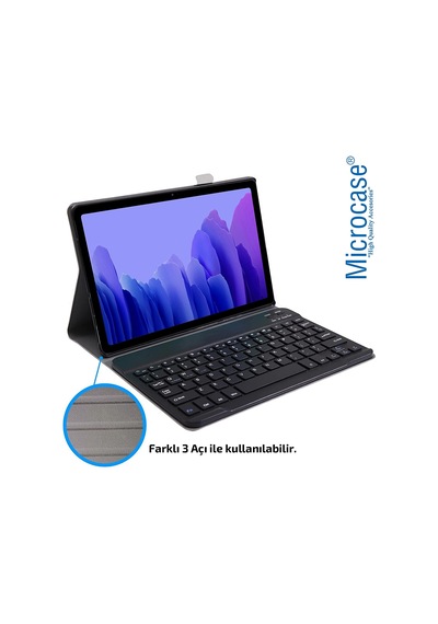 Samsung Uyumlu Tab A7 T500 Bluetooth Klavyeli Standlı Kılıf - BKK1