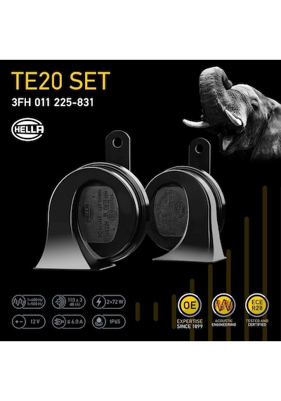 Hella 011225831 Siyah 12v Bx Trompet Korna Seti Evrensel Uyum
