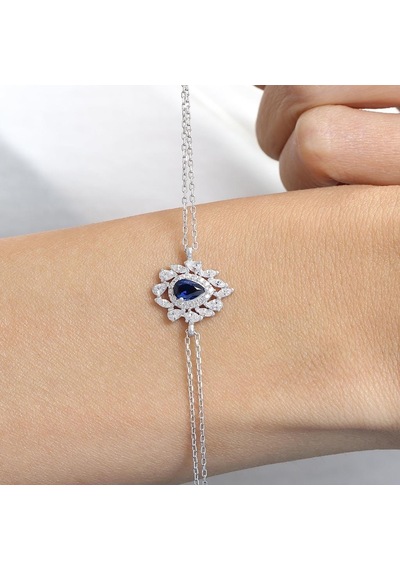 Effective Diamond İstanbul İhtişamı Sentetik Safir Taşlı Gümüş Bileklik