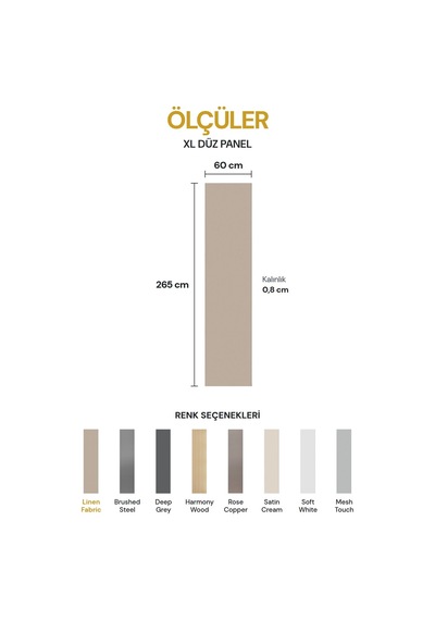 Vilo Mpc Xl Düz Duvar Paneli Linen Fabric 265cm Yapıştırmalı Montaj - Neme Ve Darbeye Dayanıklı