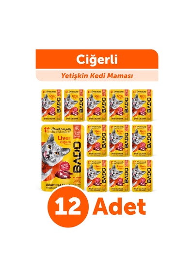 Bado Yetişkin Yaş Kedi Maması Ciğerli 85gr 12'li