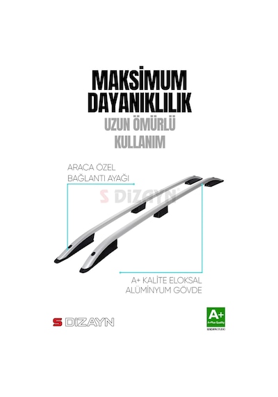 Drstunıng S-dizayn Citroen Jumpy 3 Uzun Şase Aluminyum Gri Tavan Çıtası 2017 Üzeri A+ Kalite