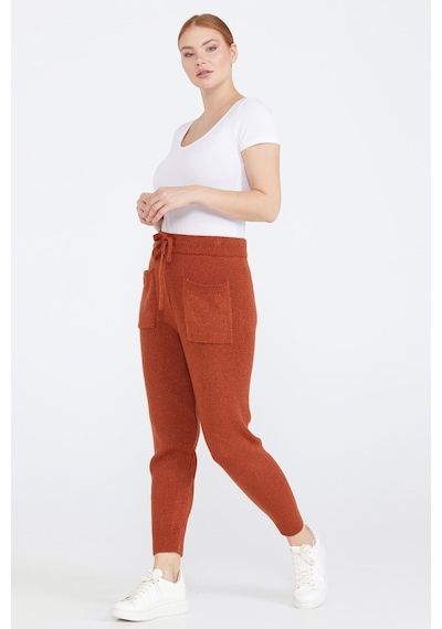 Sementa Kadın Bağcıklı Cepli Triko Pantolon - Taba 001