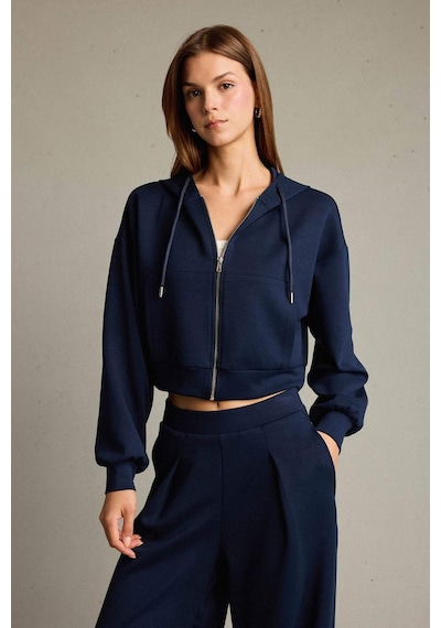 Defacto Kapüşonlu Modal Fermuarlı Sweatshirt G2915ax25aunv245 Lacivert