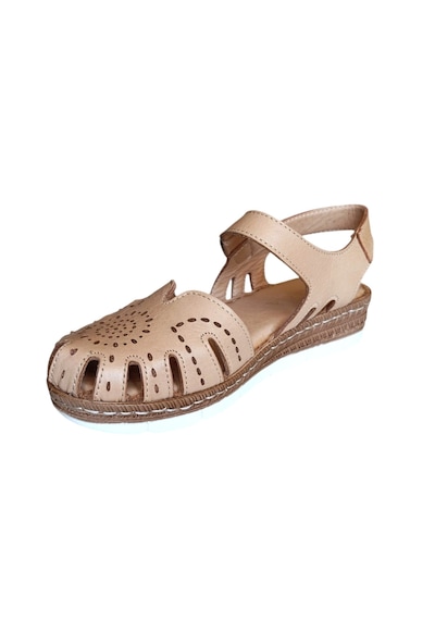 Castle Black 22380 Kadın Hakiki Deri Önü Kapalı Günlük Comfort Sandalet Bej