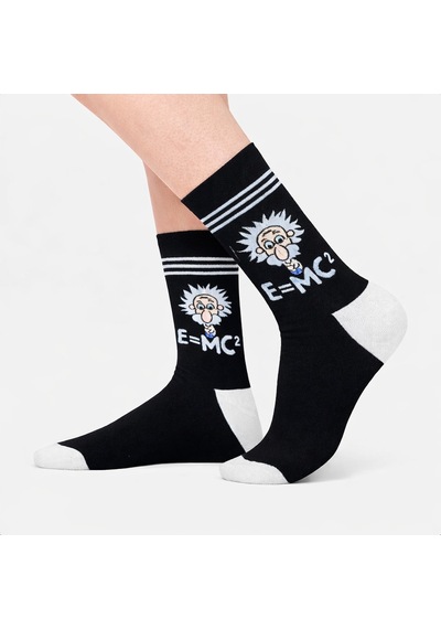Carnaval Socks Albert Einstein Emc Prof Desenli Renkli Erkek Çorap Çok Renkli