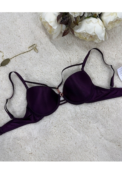 Le Jardin Monica Göğsü Şeritli Mikro Push-up Arkası İp Detaylı Sü Mürdüm