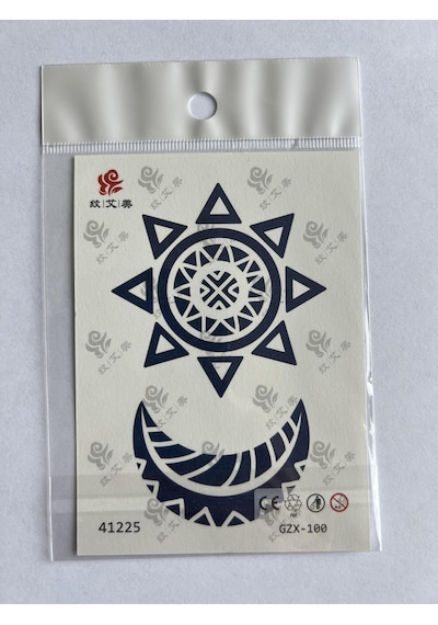 Ay Yıldız Minimal 11x8 Cm Yarı Kalıcı Geçici Dövme Yapıştırma Dövme