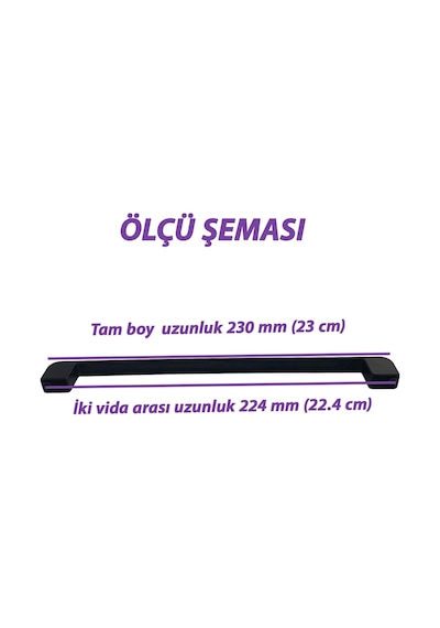 Oval Marmara Kulp 224 Mm Siyah Mutfak Kulpu Çekmece Dolap Kapak Kulbu Metal Mobilya Dolabı Kulpları