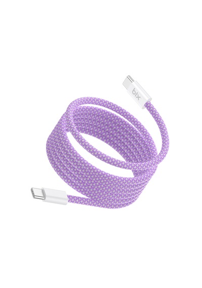 Bix T4cc 65w Usb-c To Usb-c Manyetik Tasarımlı Örgülü Hızlı Şarj Ve Data Kablosu 1 Metre Mor