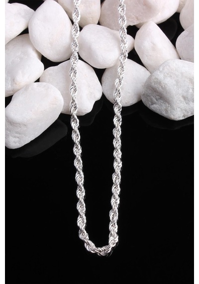 Omar Silver Unisex Halat Gümüş Zincir 3 Mm Elmas Kesim Gümüş Koly