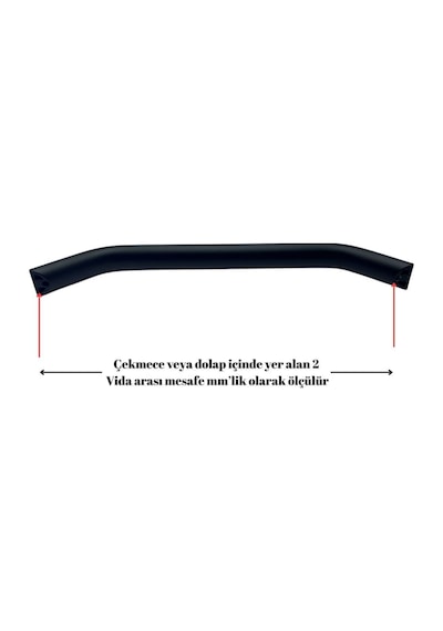 Irk Metal %100 Alüminyum Metal Mobilya Mutfak Çekmece Kapak Kulbu Şahin Model Içi Boş Mat Siyah Kulp 224 MM-Siyah Siyah