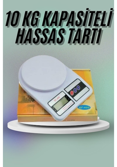 SF-400 Hassas Dijital Göstergeli LCD Ekran 10 KG Kapasiteli Mutfak Terazisi Beyaz