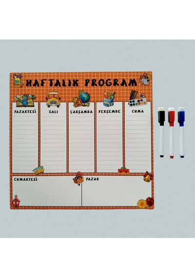Haftalık Planlayıcı Okul Magnet - Silinebilir Yazı Tahtası