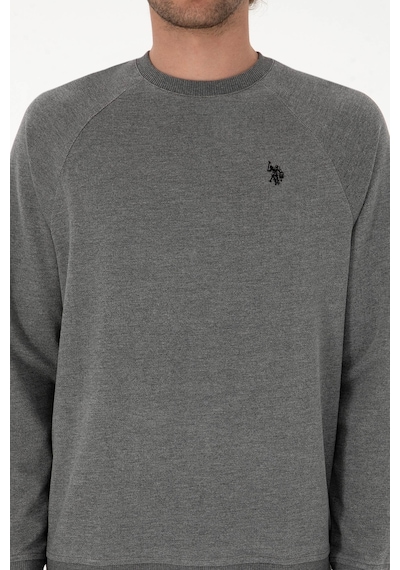U.S. Polo Assn. Erkek Regular Fit Bisiklet Yaka Antrasit Melanj İnce Basic Sweatshirt 50313752-VR081
