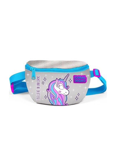 Coral High Kız Çocuk Gümüş Unicorn Çocuk Günlük Bel Çantası Çok Renkli