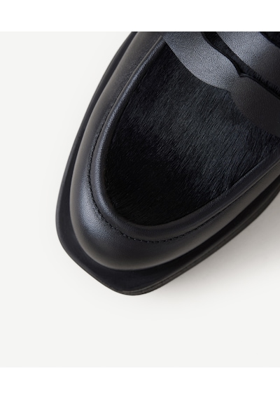 Yargıcı Tay Tüylü Deri Loafer 26kkay4051x 001 Siyah