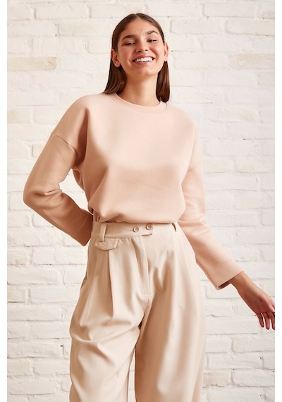 Never More Bisiklet Yaka Oversize Sweatshirt Somon