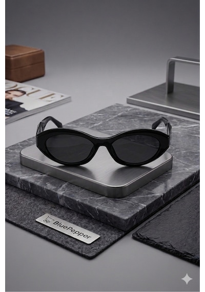 Katte Çerçeveli Cateye Güneş Gözlüğü Modern Zarif Model Unisex Gözlük Siyah