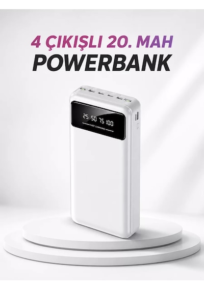4 Çıkışlı 20.000 Mah Powerbank Taşınabilir Çoklu Giriş Beyaz 54058016