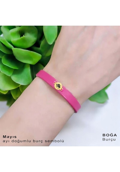 Archin Boğa Burçlarına Yuvarlak Motifli Pembe Derili 14 Ayar Altın Plakalı Hediye Bileklik-394burç Boğa Archin Boğa Burçlarına Yuvarlak Motifli Pembe Derili 14 Ayar Altın Plakalı Hediye Bileklik-394burç Boğa