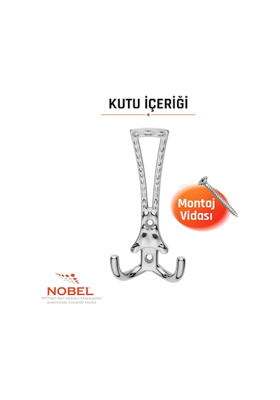 Enez Portmanto Askısı, Metal Vestiyer Askısı, Krom, Duvar Ve Dolap Askılığı 5'li Set Vidalı