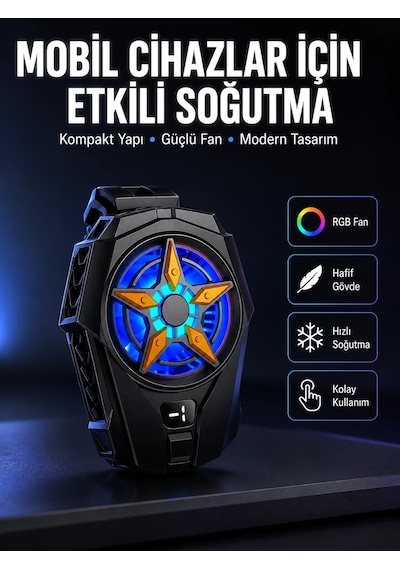 Evrensel Uyumlu Type-c Şarjlı Cep Telefonu Radyatörü Yeni Nesil Siyah